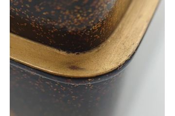 江戸〜明治期　木製　梨地　漆器　蒔絵　長門沢瀉文　凛とした佇まいが気品を感じさせる小箱3個セット(大1個、小2個)(小物入れ、漆工芸)(R-062082)