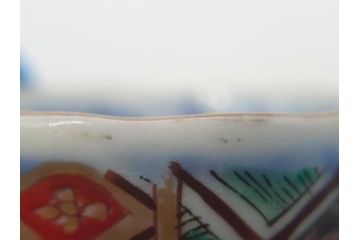 幕末期　伊万里焼　色絵　染付　花鳥文　色彩とフォルムの美しさが食卓に華やぎをもたらす2寸猪口8客セット(輪花型、和食器)(R-062084)
