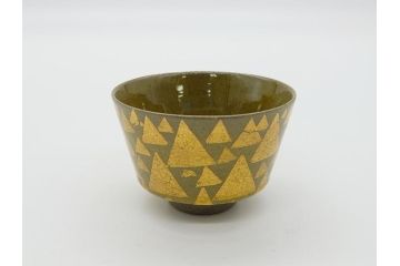 佐賀県指定重要無形文化財　小野珀子　釉裏金彩　2.3寸ぐい呑み(共箱付き、酒器、和食器、作家物)(R-062086)