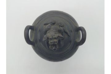 古玩　古銅　獅子　銀象嵌　意匠を凝らした獅子が見事な香炉(中国?、三つ脚、仏具)(R-062088)