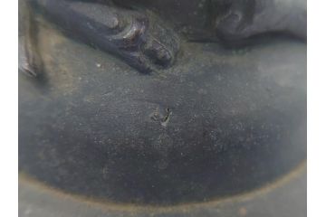 古玩　古銅　獅子　銀象嵌　意匠を凝らした獅子が見事な香炉(中国?、三つ脚、仏具)(R-062088)