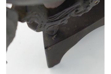 古玩　古銅　麒麟　鳳凰双耳　人物　台座付き　躍動感ある細工に見惚れてしまう香炉(中国?、仏具)(R-062090)