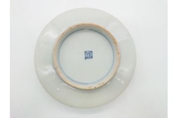 幕末〜明治期　伊万里焼　金襴手　色絵　染付　花桃文　5.4寸皿　約16.5cm　煌びやかで豪華な絵付けの深皿3枚セット(五寸四分、中皿、和食器、和皿)(R-062091)