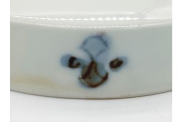 幕末〜明治期　伊万里焼　金襴手　色絵　染付　花桃文　5.4寸皿　約16.5cm　煌びやかで豪華な絵付けの深皿3枚セット(五寸四分、中皿、和食器、和皿)(R-062091)