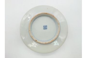 幕末〜明治期　伊万里焼　金襴手　色絵　染付　花桃文　5.4寸皿　約16.5cm　煌びやかで豪華な絵付けの深皿3枚セット(五寸四分、中皿、和食器、和皿)(R-062092)