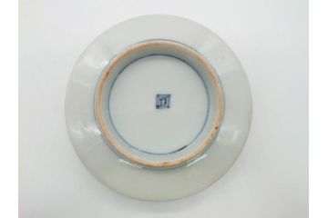 幕末〜明治期　伊万里焼　金襴手　色絵　染付　花桃文　5.4寸皿　約16.5cm　煌びやかで豪華な絵付けの深皿3枚セット(五寸四分、中皿、和食器、和皿)(R-062093)