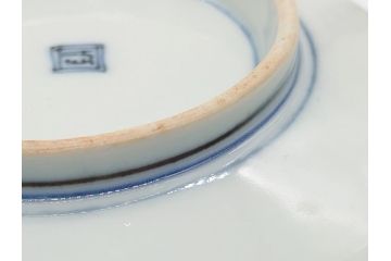 幕末〜明治期　伊万里焼　金襴手　色絵　染付　花桃文　5.4寸皿　約16.5cm　煌びやかで豪華な絵付けの深皿3枚セット(五寸四分、中皿、和食器、和皿)(R-062093)
