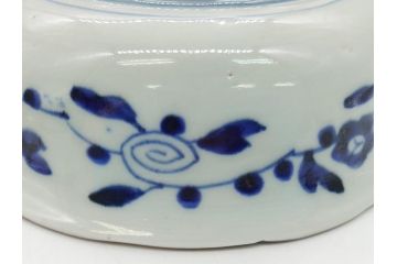 上手物　明治期　色絵　染付　花文　6寸皿　約18cm　一つ一つ丁寧に絵付けされた職人の技が光る深皿3枚セット(六寸、中皿、変形皿、和食器、和皿)(R-062094)