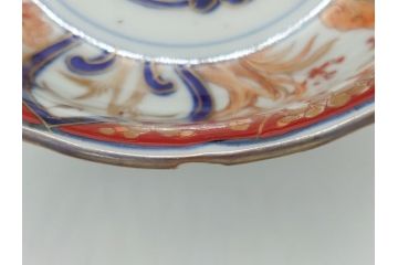 上手物　明治期　色絵　染付　花文　6寸皿　約18cm　一つ一つ丁寧に絵付けされた職人の技が光る深皿3枚セット(六寸、中皿、変形皿、和食器、和皿)(R-062094)