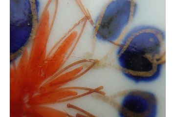 上手物　明治期　色絵　染付　花文　6寸皿　約18cm　一つ一つ丁寧に絵付けされた職人の技が光る深皿3枚セット(六寸、中皿、変形皿、和食器、和皿)(R-062094)