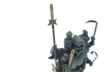 謹作　金工　鈴木幸平　銀製　開眼供養軍　総本山比叡山延暦寺　三面大黒天(共箱無し、厨子付き、仏像、仏具)(R-062095)