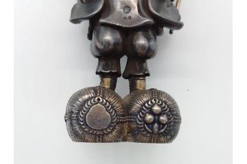 謹作　金工　鈴木幸平　銀製　開眼供養軍　総本山比叡山延暦寺　三面大黒天(共箱無し、厨子付き、仏像、仏具)(R-062095)