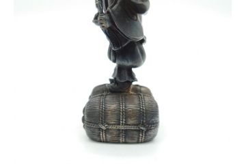 謹作　金工　鈴木幸平　銀製　開眼供養軍　総本山比叡山延暦寺　三面大黒天(共箱無し、厨子付き、仏像、仏具)(R-062095)