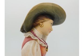 希少　イタリア　ANRI(アンリ)　貴婦人　帽子　女性像　木製　高さ約46cm　手作業による表情やしぐさの表現が見事な木彫り人形(置物、ウッドドール)(R-062098)