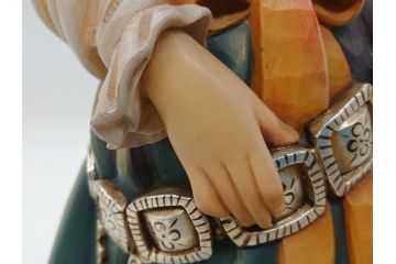 希少　イタリア　ANRI(アンリ)　貴婦人　帽子　女性像　木製　高さ約46cm　手作業による表情やしぐさの表現が見事な木彫り人形(置物、ウッドドール)(R-062098)