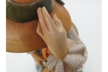 希少　イタリア　ANRI(アンリ)　貴婦人　帽子　女性像　木製　高さ約46cm　手作業による表情やしぐさの表現が見事な木彫り人形(置物、ウッドドール)(R-062098)