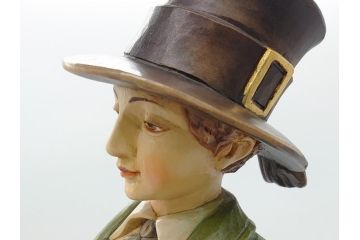 イタリア　ANRI(アンリ)　傘を持つ男　紳士　高さ約52cm　手彫りの温かい味わいが伝わってくる木彫り人形(置物、ウッドドール)(R-062099)