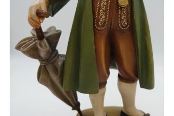 イタリア　ANRI(アンリ)　傘を持つ男　紳士　高さ約52cm　手彫りの温かい味わいが伝わってくる木彫り人形(置物、ウッドドール)(R-062099)