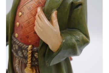 イタリア　ANRI(アンリ)　傘を持つ男　紳士　高さ約52cm　手彫りの温かい味わいが伝わってくる木彫り人形(置物、ウッドドール)(R-062099)