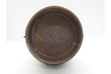 古玩　古銅　龍と梅の図　双耳　経年変化による味わいをお楽しみいただける壺(壷、花器、花瓶、中国?)(R-062100)