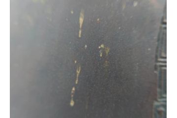 古玩　古銅　龍と梅の図　双耳　経年変化による味わいをお楽しみいただける壺(壷、花器、花瓶、中国?)(R-062100)