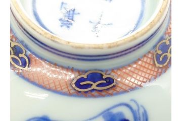 江戸期　大明萬暦年製　古伊万里　色絵　染付　稀少図柄　馬　3.8寸　約11.5cm　生き生きとした馬の絵付けが魅力の蓋付き茶碗2客セット(和食器、三寸八分)(R-062101)
