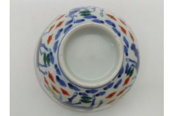 江戸期　大明萬暦年製　古伊万里　色絵　染付　稀少図柄　馬　3.8寸　約11.5cm　生き生きとした馬の絵付けが魅力の蓋付き茶碗2客セット(和食器、三寸八分)(R-062101)