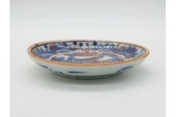明治期　伊万里　色絵　染付　金彩　梅鳥文　3.7寸皿　約11cm　食卓を鮮やかに演出する小皿5枚セット(三寸七分、和食器、和皿)(R-062105)