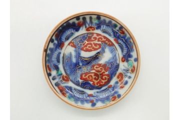 明治期　伊万里　色絵　染付　金彩　梅鳥文　3.7寸皿　約11cm　食卓を鮮やかに演出する小皿5枚セット(三寸七分、和食器、和皿)(R-062105)