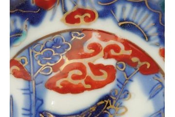 明治期　伊万里　色絵　染付　金彩　梅鳥文　3.7寸皿　約11cm　食卓を鮮やかに演出する小皿5枚セット(三寸七分、和食器、和皿)(R-062105)