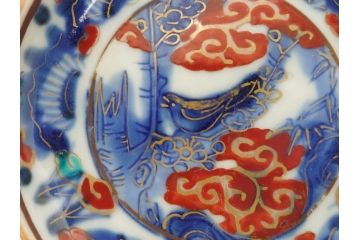明治期　伊万里　色絵　染付　金彩　梅鳥文　3.7寸皿　約11cm　食卓を鮮やかに演出する小皿5枚セット(三寸七分、和食器、和皿)(R-062105)