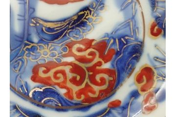 明治期　伊万里　色絵　染付　金彩　梅鳥文　3.7寸皿　約11cm　食卓を鮮やかに演出する小皿5枚セット(三寸七分、和食器、和皿)(R-062105)