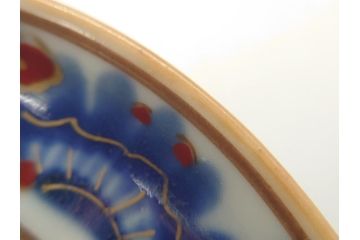 明治期　伊万里　色絵　染付　金彩　梅鳥文　3.7寸皿　約11cm　食卓を鮮やかに演出する小皿5枚セット(三寸七分、和食器、和皿)(R-062105)