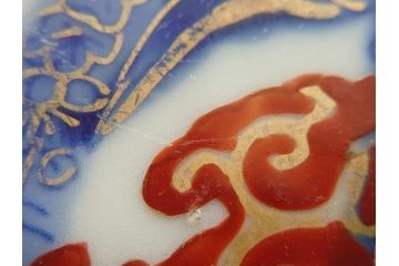 明治期　伊万里　色絵　染付　金彩　梅鳥文　3.7寸皿　約11cm　食卓を鮮やかに演出する小皿5枚セット(三寸七分、和食器、和皿)(R-062105)