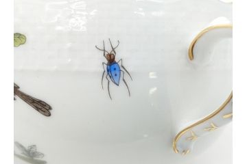 ヘレンド　ハンガリー　HEREND HVNGARY　HANDPAINTED　ロスチャイルド・バード　トリオ　美しい金彩の飾りで縁取られたエレガントな皿&カップ&ソーサー(HUNGARY、プレート、C&S)(R-062106)