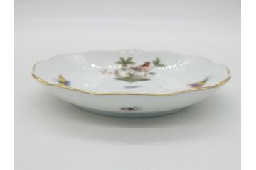 ヘレンド　ハンガリー　HEREND HVNGARY　HANDPAINTED　ロスチャイルド・バード　トリオ　美しい金彩の飾りで縁取られたエレガントな皿&カップ&ソーサー(HUNGARY、プレート、C&S)(R-062106)