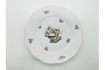 ヘレンド　ハンガリー　HEREND HVNGARY　HANDPAINTED　ロスチャイルド・バード　トリオ　美しい金彩の飾りで縁取られたエレガントな皿&カップ&ソーサー(HUNGARY、プレート、C&S)(R-062106)