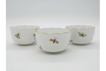 ハンガリー　HEREND HVNGARY　HANDPAINTED　ヘレンド　ロスチャイルド・バード　美しい金彩の飾りで縁取られたエレガントなティーカップ&ソーサー3客セット(C&S)(R-062107)