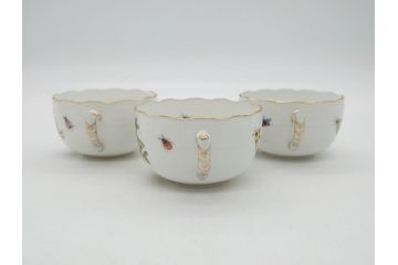 ハンガリー　HEREND HVNGARY　HANDPAINTED　ヘレンド　ロスチャイルド・バード　美しい金彩の飾りで縁取られたエレガントなティーカップ&ソーサー3客セット(C&S)(R-062107)