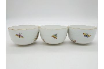 ハンガリー　HEREND HVNGARY　HANDPAINTED　ヘレンド　ロスチャイルド・バード　美しい金彩の飾りで縁取られたエレガントなティーカップ&ソーサー3客セット(C&S)(R-062107)
