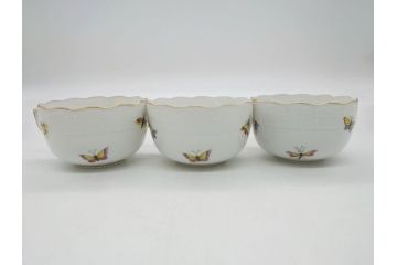 ハンガリー　HEREND HVNGARY　HANDPAINTED　ヘレンド　ロスチャイルド・バード　美しい金彩の飾りで縁取られたエレガントなティーカップ&ソーサー3客セット(C&S)(R-062107)