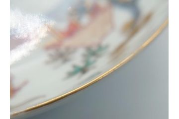 幕末期　伊万里　色絵　染付　金彩　4.5寸皿　約13.5cm　繊細で温かみのある絵付けが魅力の深皿5枚セット(四寸五分、中皿、和食器、和皿)(R-062108)