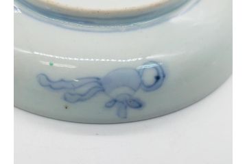 幕末期　伊万里　色絵　染付　金彩　4.5寸皿　約13.5cm　繊細で温かみのある絵付けが魅力の深皿5枚セット(四寸五分、中皿、和食器、和皿)(R-062108)