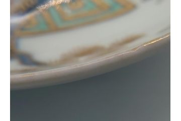 幕末期　伊万里　色絵　染付　金彩　4.5寸皿　約13.5cm　繊細で温かみのある絵付けが魅力の深皿5枚セット(四寸五分、中皿、和食器、和皿)(R-062108)