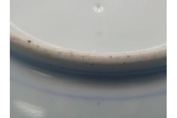 幕末期　伊万里　色絵　染付　金彩　4.5寸皿　約13.5cm　繊細で温かみのある絵付けが魅力の深皿3枚セット(四寸五分、中皿、和食器、和皿)(R-062110)