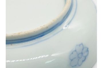 幕末期　伊万里　色絵　染付　金彩　4.5寸皿　約13.5cm　繊細で温かみのある絵付けが魅力の深皿5枚セット(四寸五分、中皿、和食器、和皿)(R-062112)