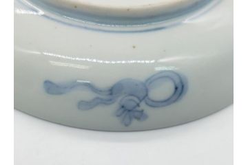 幕末期　伊万里　色絵　染付　金彩　4.5寸皿　約13.5cm　繊細で温かみのある絵付けが魅力の深皿5枚セット(四寸五分、中皿、和食器、和皿)(R-062113)