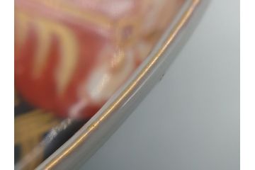 幕末〜明治期　伊万里焼　金襴手　色絵　染付　花桃文　5.4寸皿　約16.5cm　煌びやかで豪華な絵付けの深皿2枚セット(五寸四分、和皿、中皿、和食器)(R-062114)