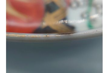 幕末〜明治期　伊万里焼　金襴手　色絵　染付　花桃文　5.4寸皿　約16.5cm　煌びやかで豪華な絵付けの深皿2枚セット(五寸四分、和皿、中皿、和食器)(R-062114)