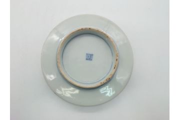 幕末〜明治期　伊万里焼　金襴手　色絵　染付　花桃文　5.4寸皿　約16.5cm　煌びやかで豪華な絵付けの深皿3枚セット(五寸四分、和皿、中皿、和食器)(R-062117)